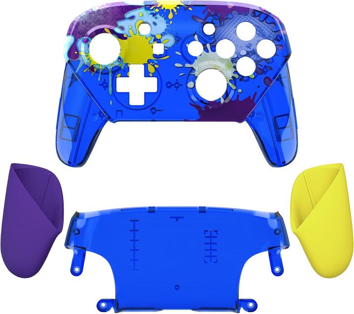 eXtremeRate Griff Hülle Set kompatibel mit Nintendo Switch Pro Controller, DIY-Ersatz Front Case/Bac