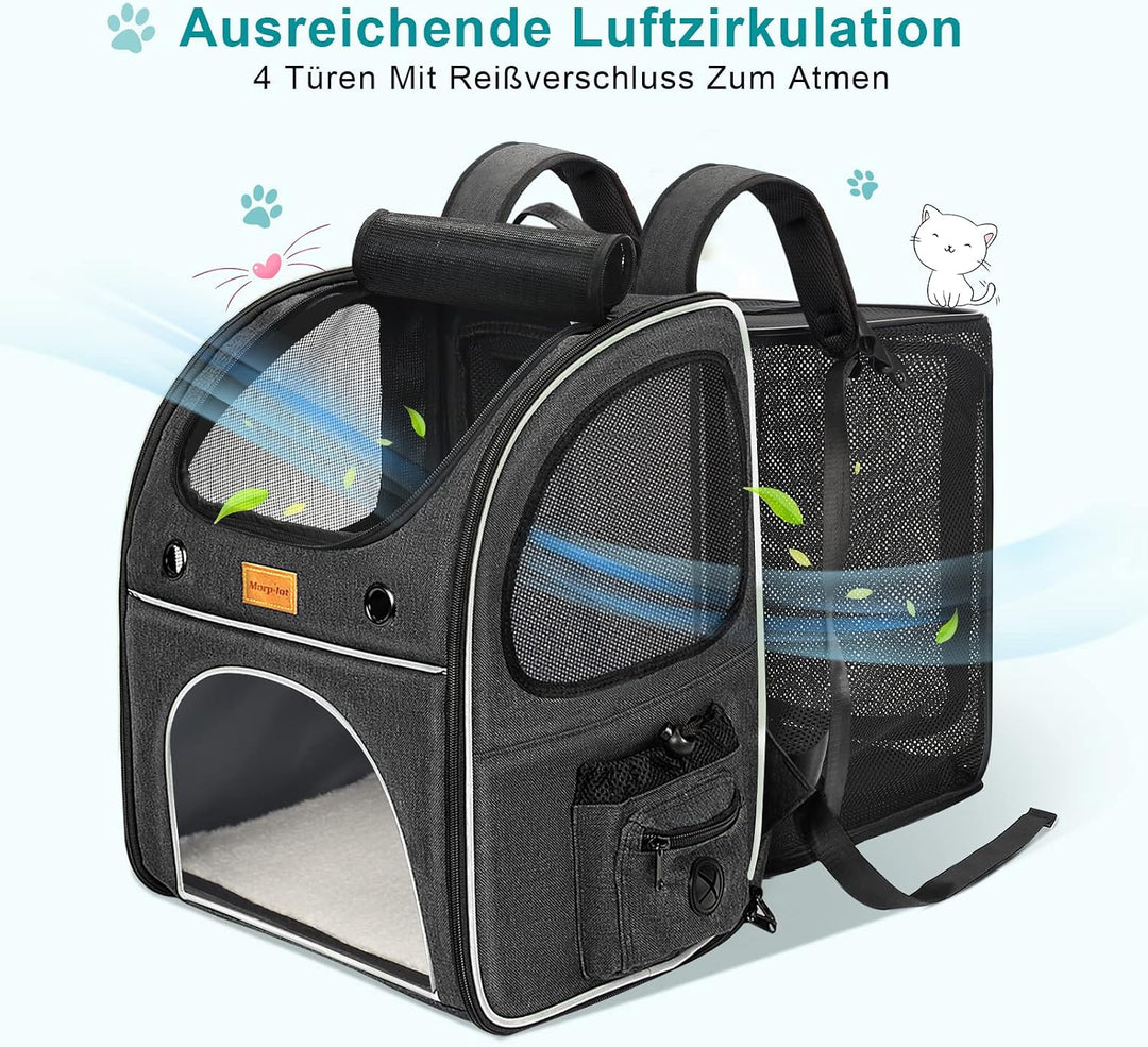 Morpilot Erweiterbar Katzenrucksack Grosse Katzen, Hunderucksack bis 8 kg Katzen Rucksack Gross für