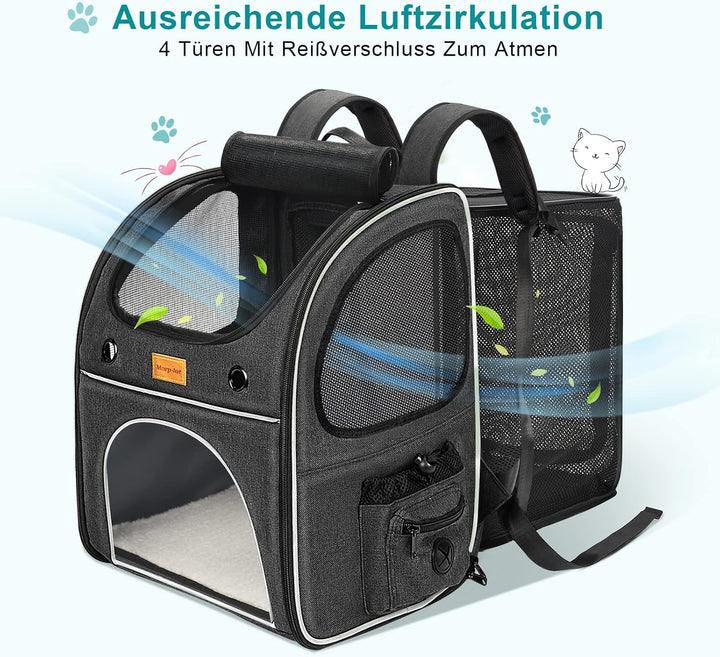Morpilot Erweiterbar Katzenrucksack Grosse Katzen, Hunderucksack bis 8 kg Katzen Rucksack Gross für