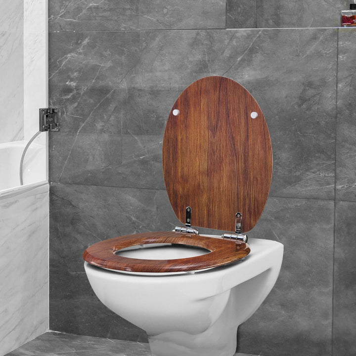 Benkstein Toilettendeckel mit Absenkautomatik Dunkles Treibholz – antibakterieller WC Sitz – Quick-R