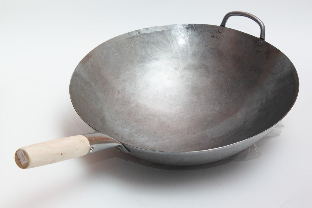 Craft Wok Grosser, schwerer, handgefertigter Pow-Wok aus Carbonstahl mit Holz- und Stahlgriff, 40 cm