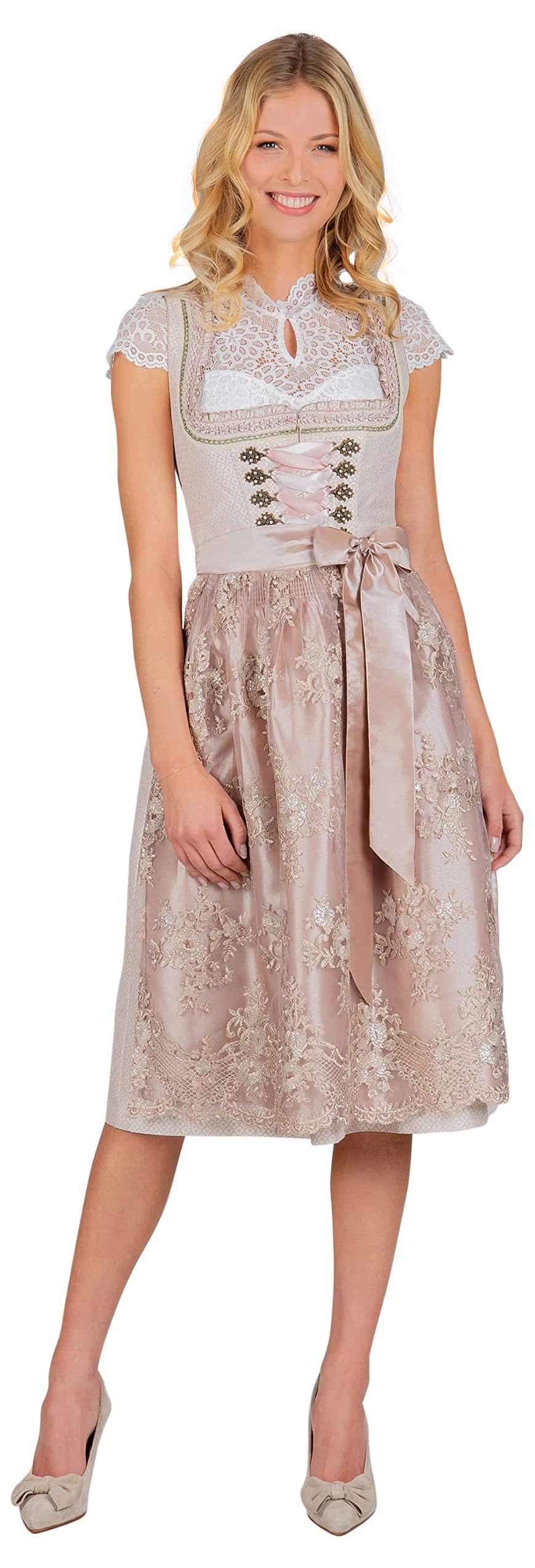 Stockerpoint Damen Dirndl Loretta Kleid für besondere Anlässe 46 Taupe, 46 Taupe
