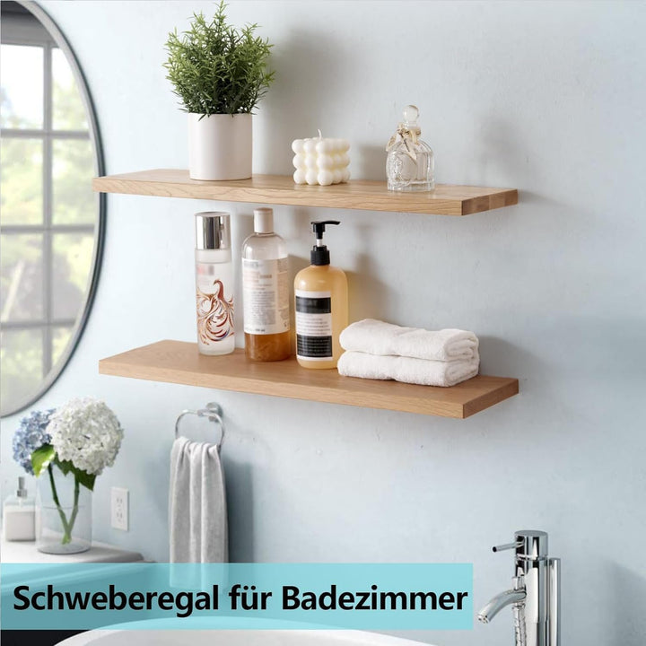 Gieanoo Schweberegal Holz, Wandregal Eiche 30cm 2er Set kleines Regalbrett Eiche Wandboard Gewürzreg