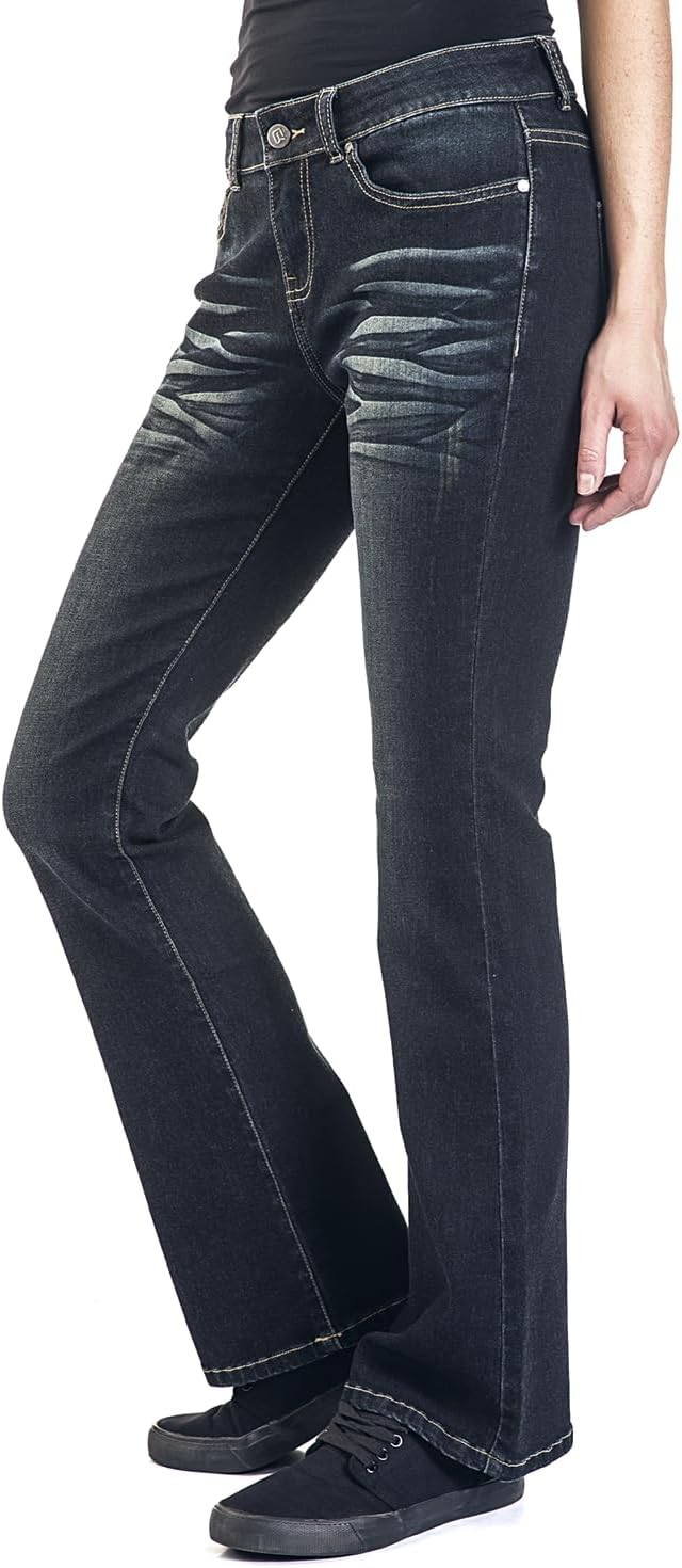 Black Premium by EMP Damen dunkelblaue Jeans mit Waschung und Schlag W29L30
