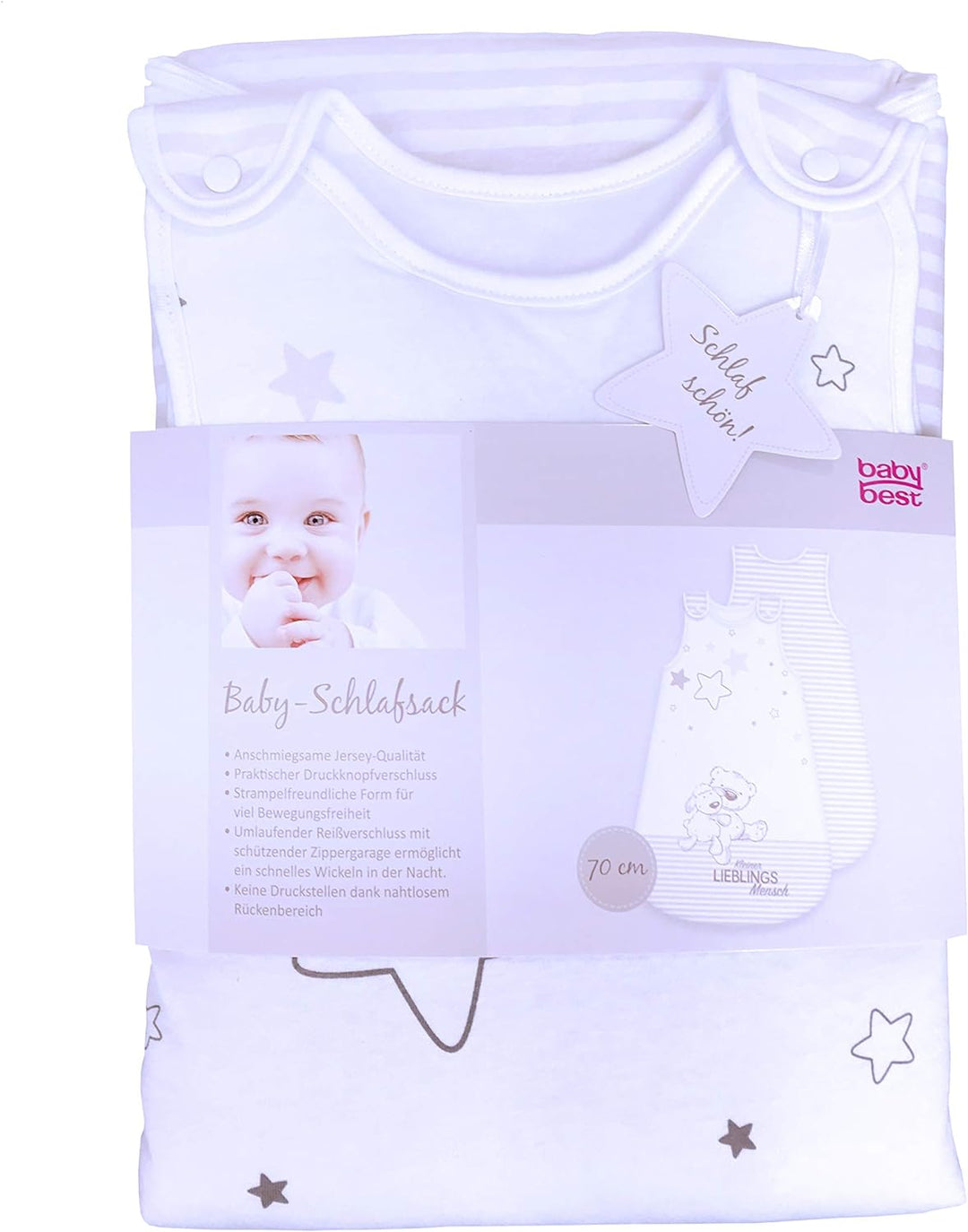 Herding Baby Best Baby-Schlafsack, Kleiner Lieblingsmensch Motiv, 90 cm, Seitlich umlaufender Reissv