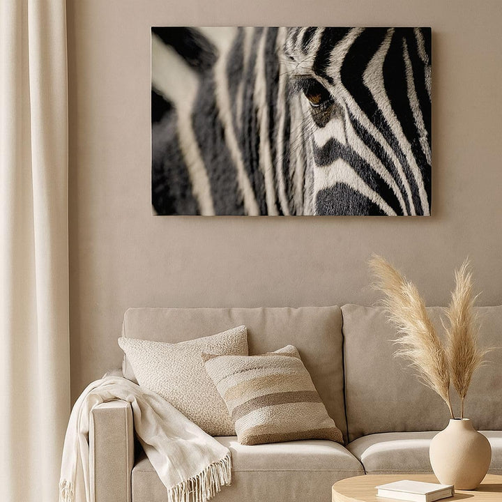 Bilder auf Leinwand 100x70cm Leinwandbild Zebra Streifen Tierwelt Safari Gross Wanddeko Bild Schlafz