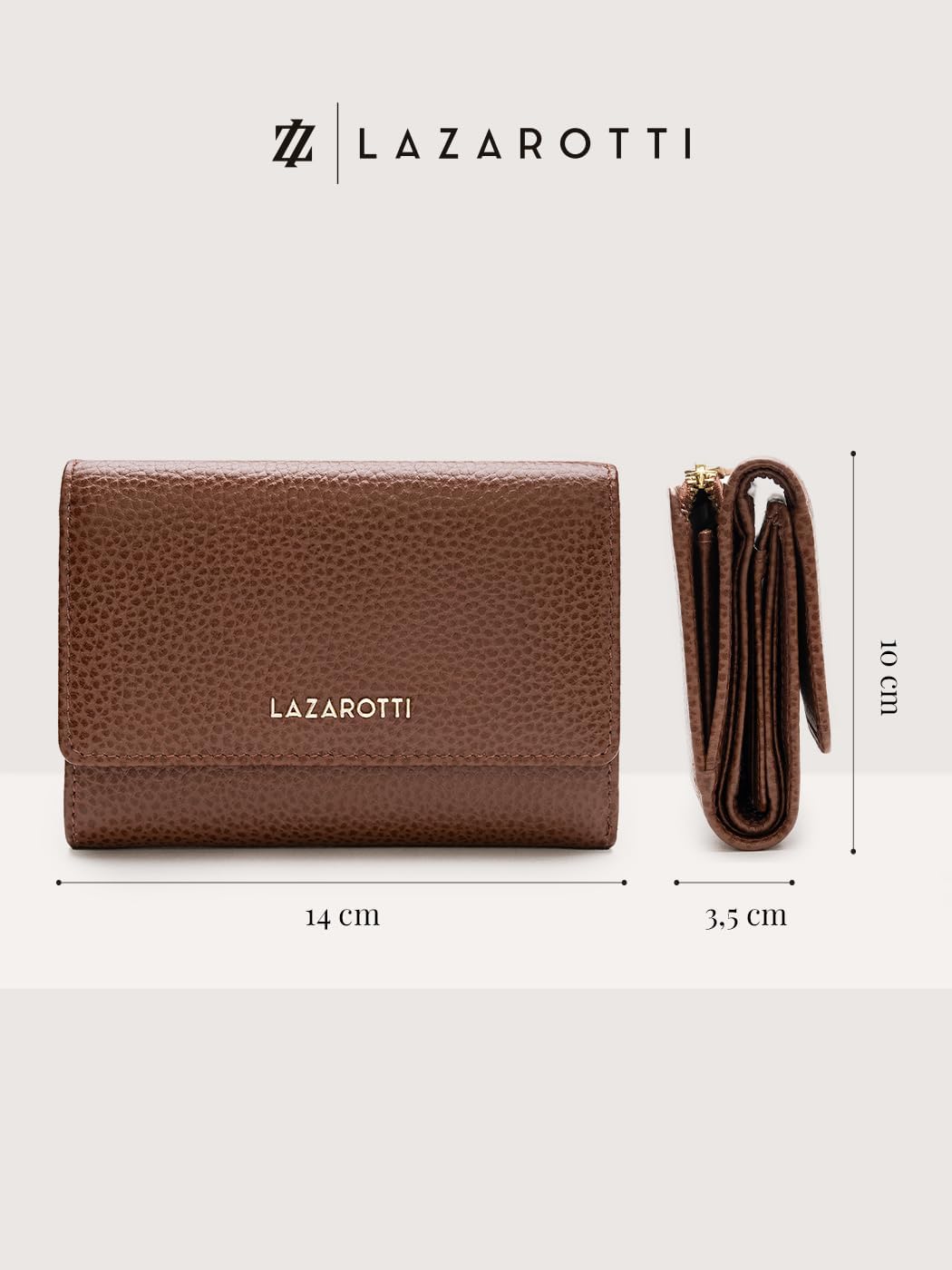 Lazarotti Bologna XL Leder Damen-Geldbörse | grosses Reissverschlussfach, 15 Kartenfächer, RFID-Schu