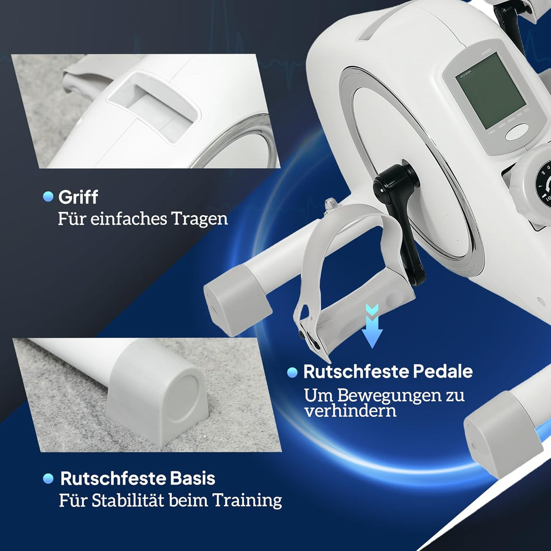 SPORTNOW Pedaltrainer Mini Heimtrainer für Senioren mit 8 verstellbarem Magnetwiderstand & LCD-Displ