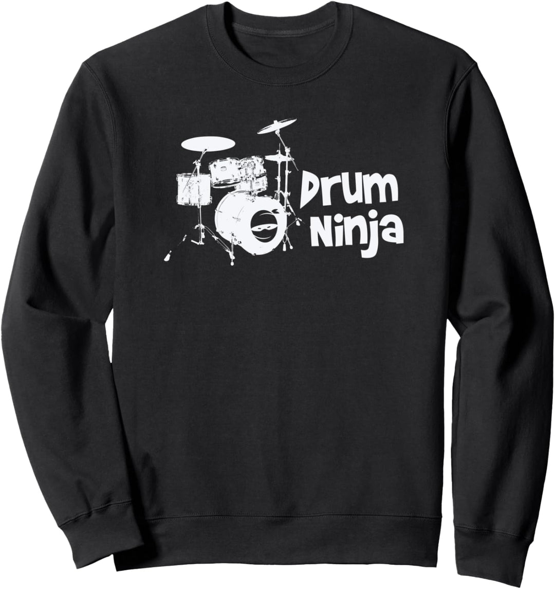 Drum Ninja - Drums Drummer Musician Drumset Silhouette Image Sweatshirt