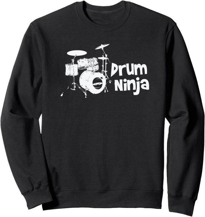 Drum Ninja - Drums Drummer Musician Drumset Silhouette Image Sweatshirt