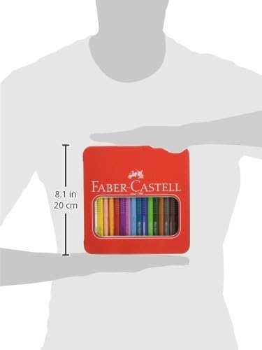 FABER-CASTELL 110916 - Jumbo Buntstifte Set Grip, 16 Stifte im Metalletui 16er Set, 16er Set