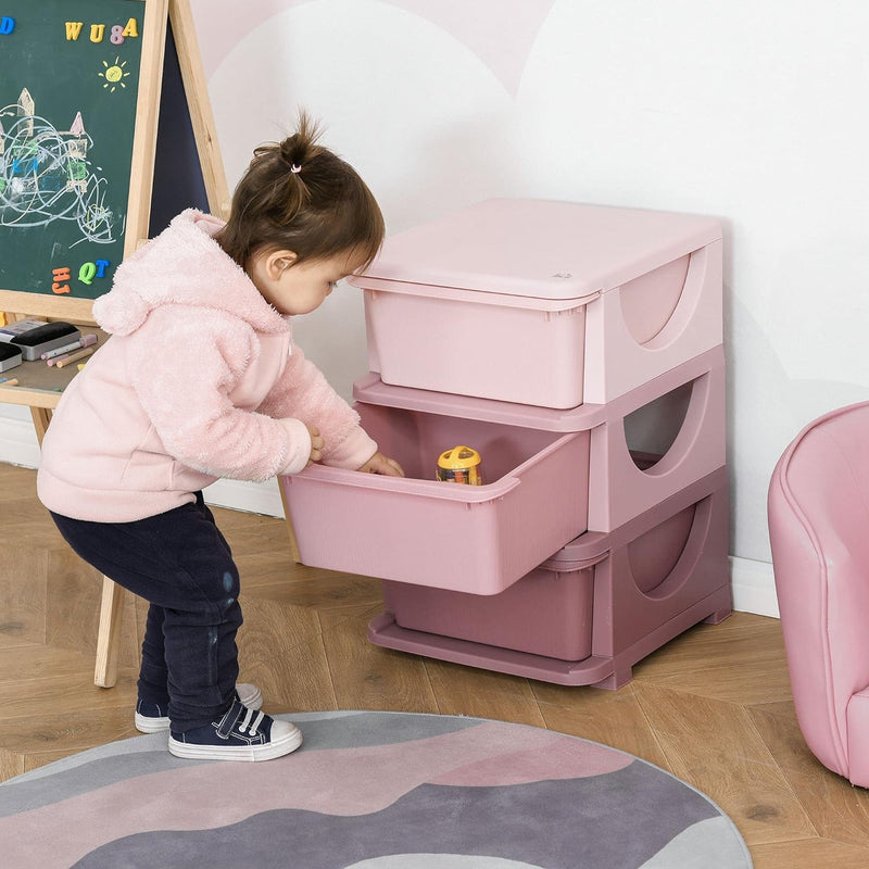 HOMCOM Schubladenschrank für Kinder mit Stauraum Aufbewahrungsboxen Spielzeug-Organizer Spielzeugkis