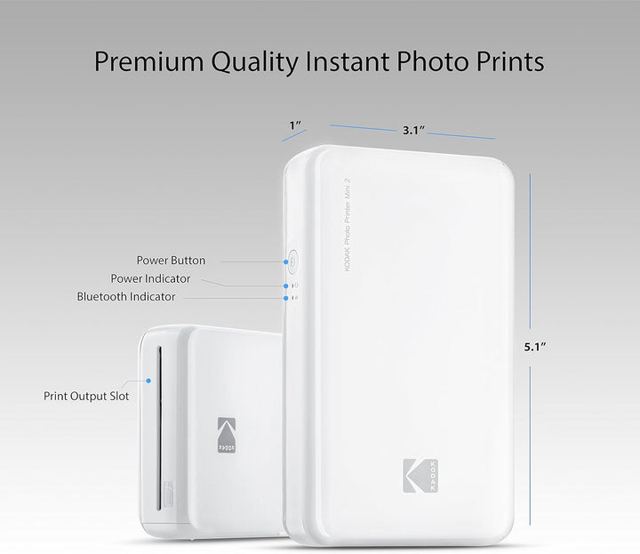 Kodak Mini 2 HD Wireless Mobile Instant Fotodrucker w / 4 Pass patentierte Drucktechnologie (Schwarz