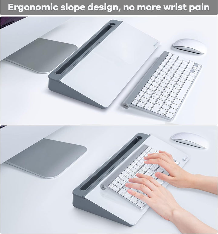 Varhomax Schreibtisch Organizer, Desktop Whiteboard Glas Grau Mit Aufbewahrung Abwischbar, To Do Lis