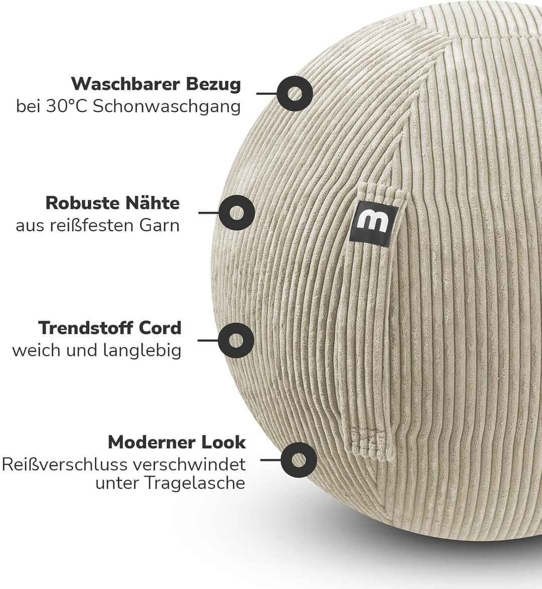 mokebo® Stoff Sitzball Büro ergonomisch 'Der Sportliche', Gymnastikball mit Pumpe, Pezziball oder Ho