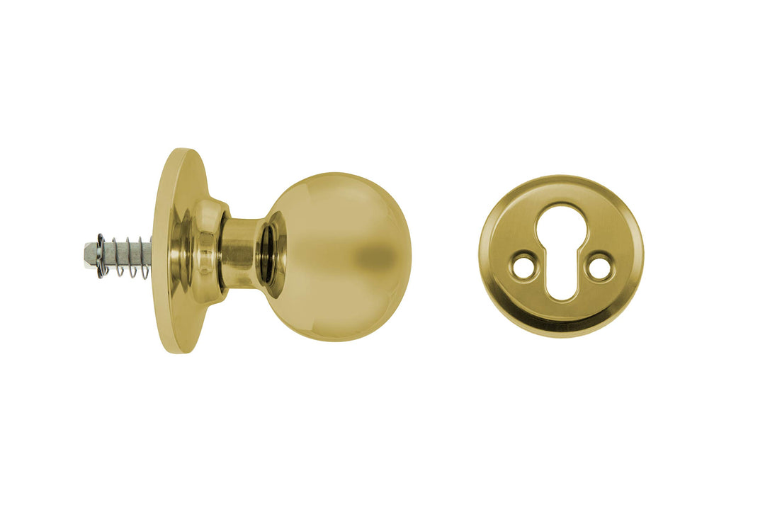 Tesa Assa Abloy 393400LP Türknauf-Set, Messing, poliert, Funktion 34 kugel Poliertes Messing Función