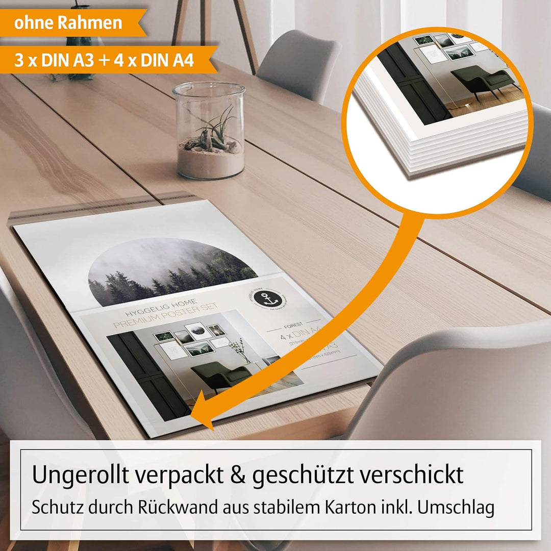 Hyggelig Home Premium Poster Set - 7 passende Bilder im stilvollen Set - Collage Bild Wand Deko - Se