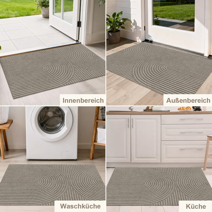 FEOMOS Fussmatte Innen Aussen 60x90cm, rutschfeste Schmutzfangmatte mit Saugkraft, Fussmatte Waschba