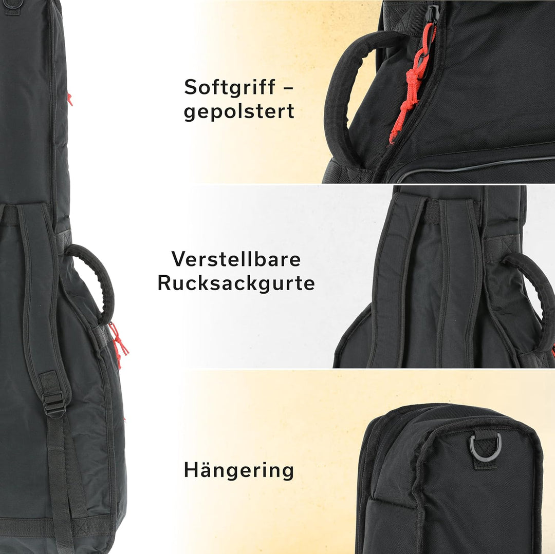 PURE GEWA Gitarren Gig-Bag Serie 120 für E-Bass, schwarz, 20 mm Schaumstoffpolsterung mit grosser No