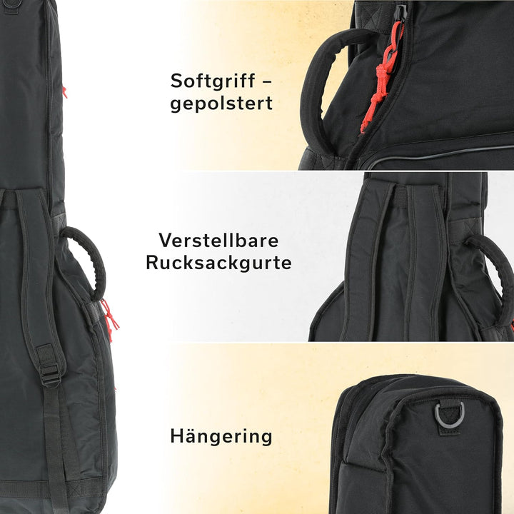 PURE GEWA Gitarren Gig-Bag Serie 120 für E-Bass, schwarz, 20 mm Schaumstoffpolsterung mit grosser No