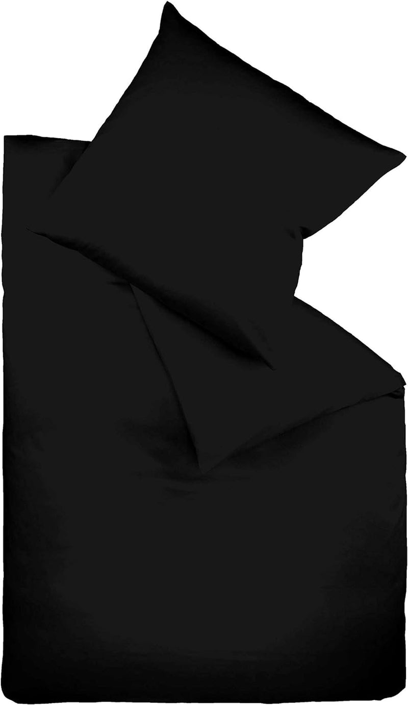 Fleuresse Colours Bettwäsche, Uni-Mako-Satin, schwarz, 135 x 200 cm Schwarz 135/200 Uni, Schwarz 135