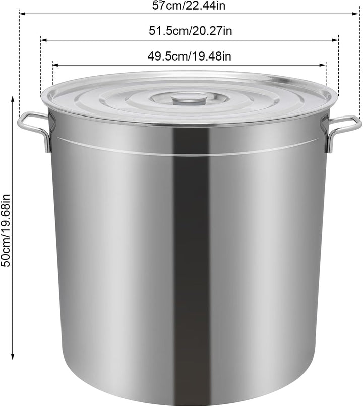Gastronomie Kochtopf Suppentopf, 100L Kochtopf mit Deckel und Korb 49,5 x 50cm, für Restaurants, Caf