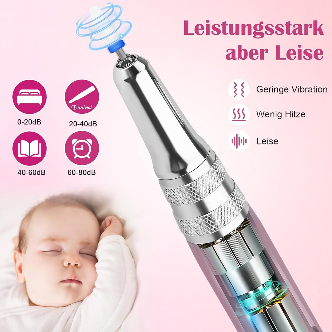 Nagelfräser 35000RPM für Gelnägel, Wiederaufladbarer Elektrischer Nagelfräser mit LED-Anzeige, Tragb