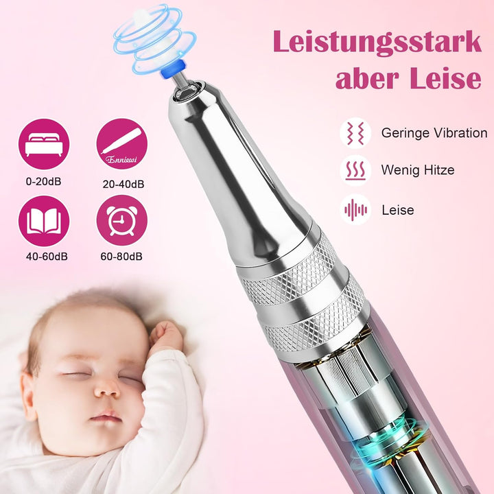 Nagelfräser 35000RPM für Gelnägel, Wiederaufladbarer Elektrischer Nagelfräser mit LED-Anzeige, Tragb