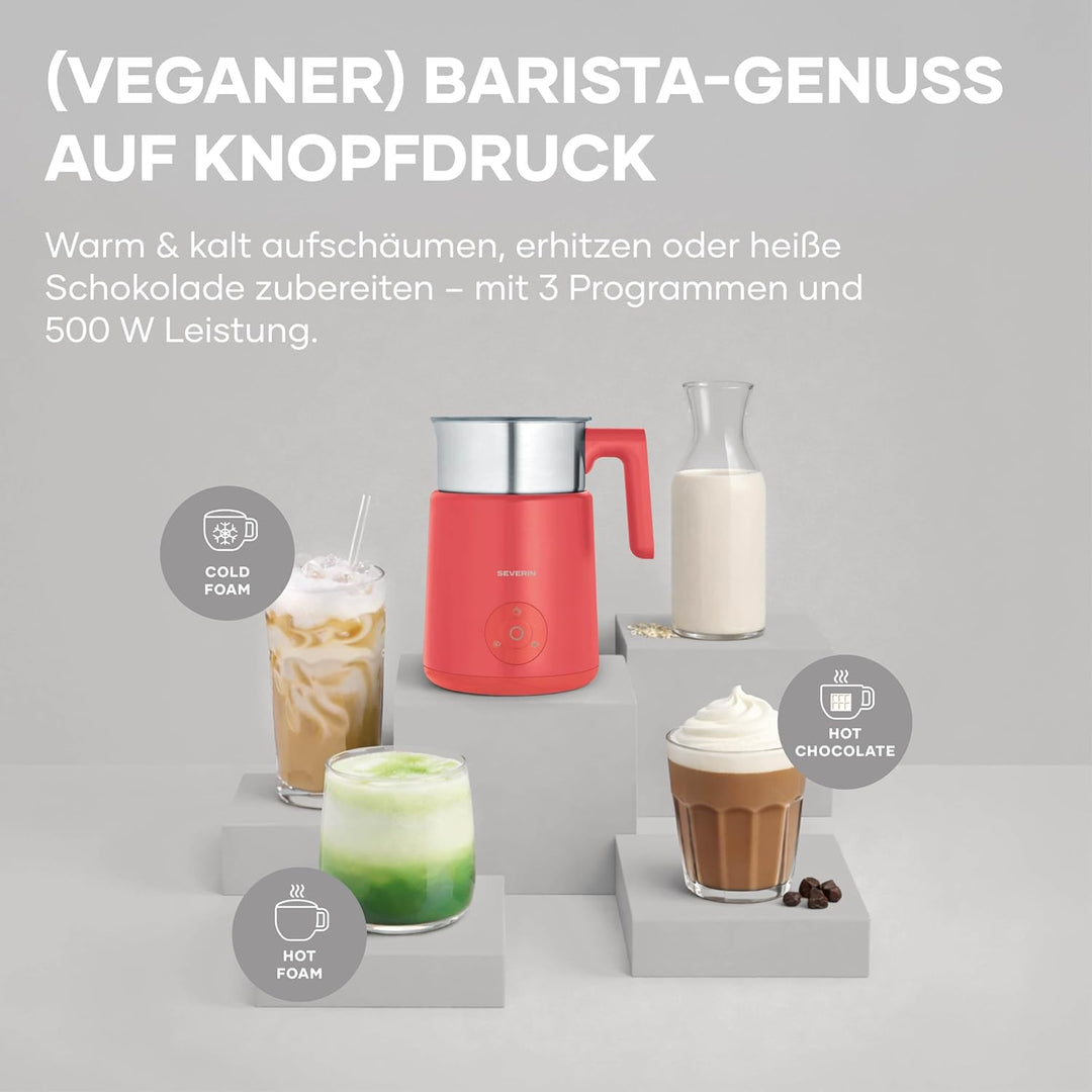Severin Induktions-Milchaufschäumer, elektrischer Milchschäumer mit Edelstahlbehälter, kaltes und wa