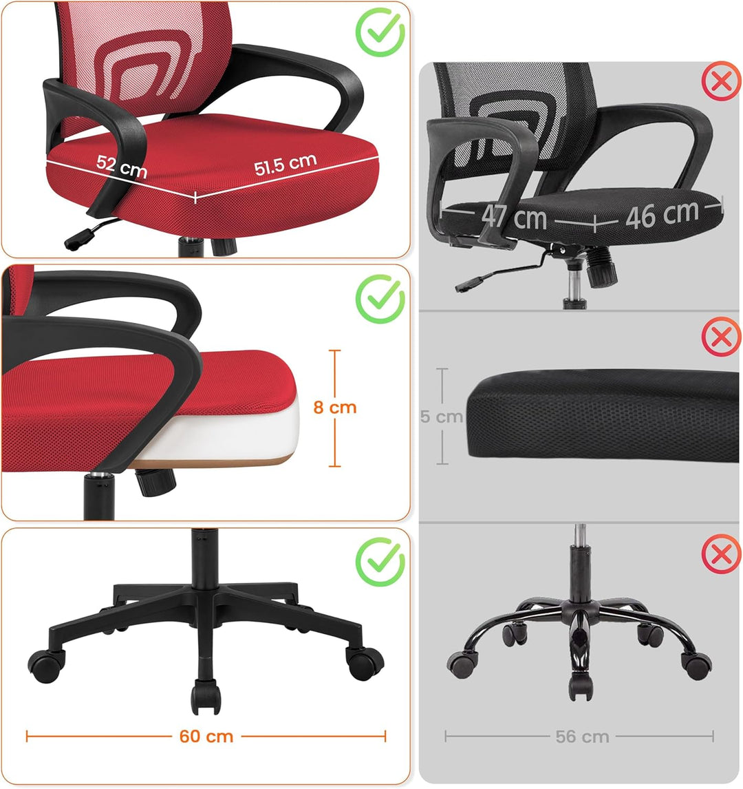 Yaheetech Bürostuhl Ergonomisch, Schreibtischstuhl mit Netzbespannung und Armlehnen, Drehstuhl aus M