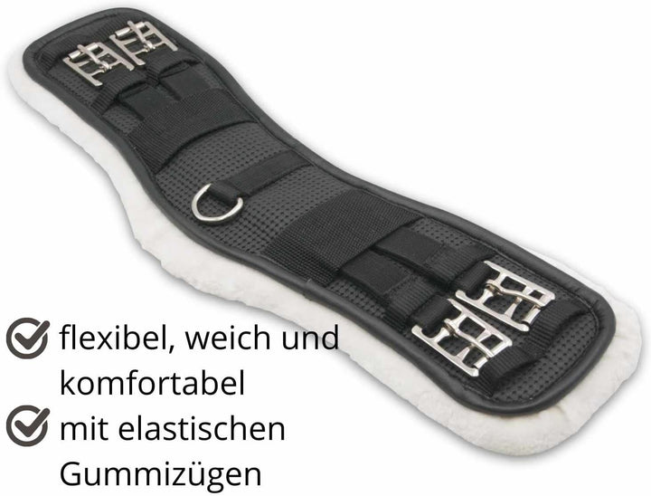 AMKA Kurzgurt Sattelgurt Kunstfell gepolstert 4 facher Gummizug Rollschnallen 55, 55