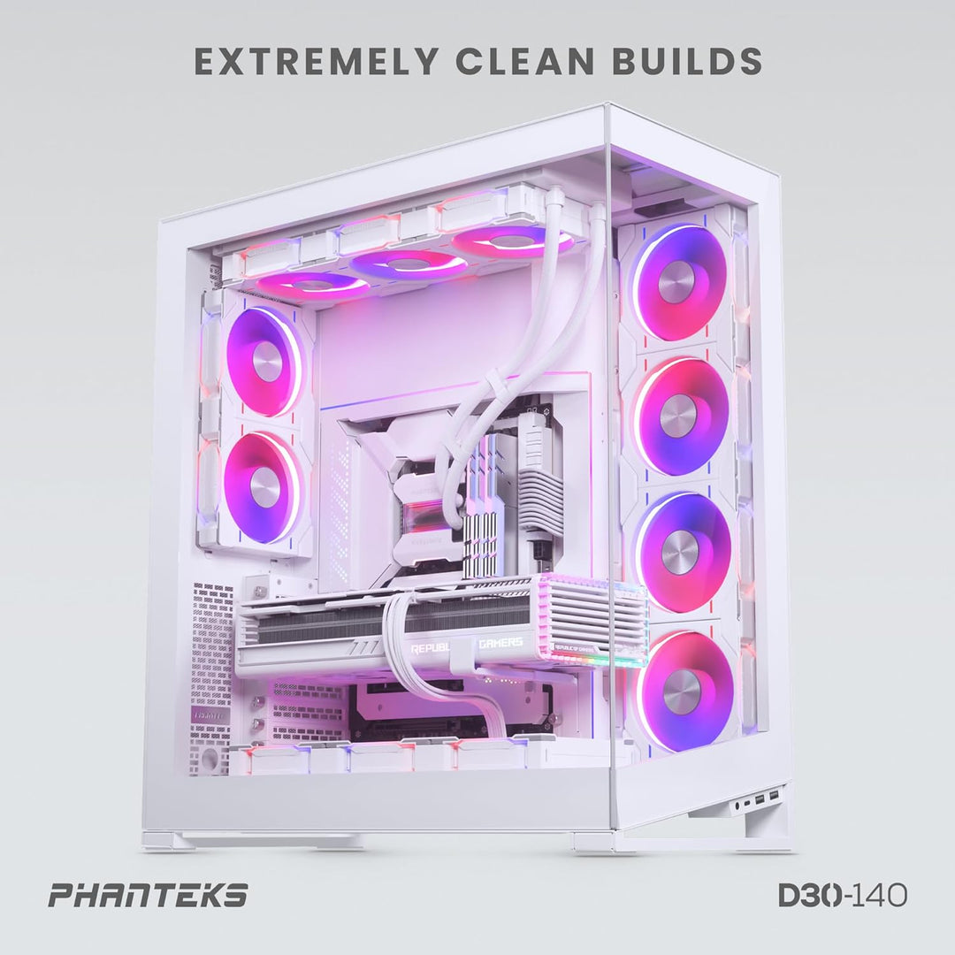 Phanteks D30 PWM Regular Airflow, D-RGB Lüfter - 140mm, weiss Standard x1 Black, Standard x1 Black