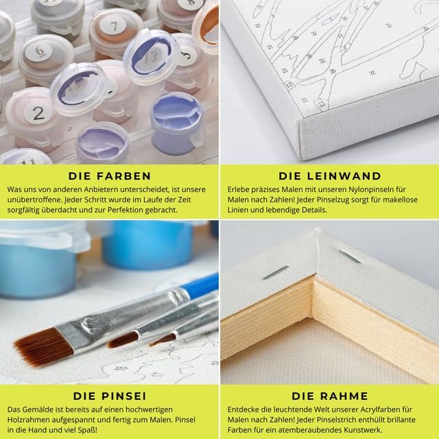 Oh Art! Malen Nach Zahlen Erwachsene Set Mit 3 Pinseln Acrylfarben Und Leinwand Gespannt Auf Holzrah