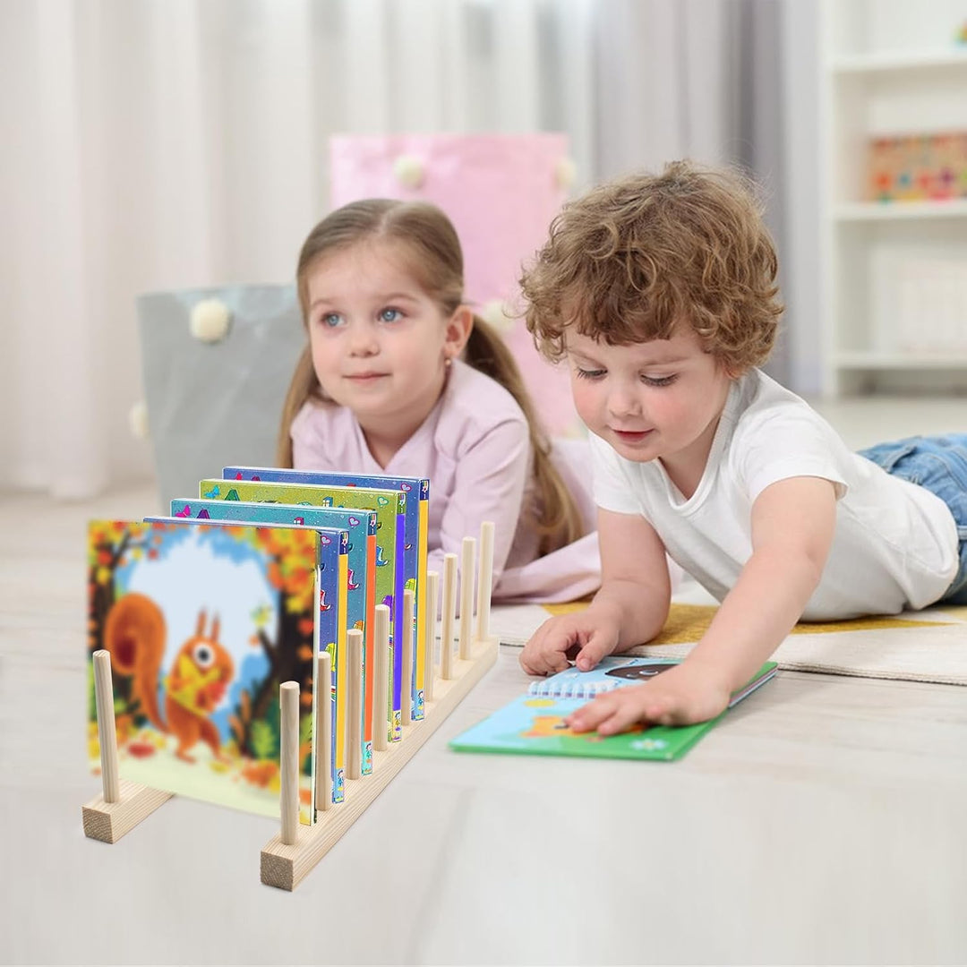 2 Stück Kinder Bücherregal 8 Fächer Bücherbank aus Holz Kinderbücherregal Aufbewahrung Ausstellungsr