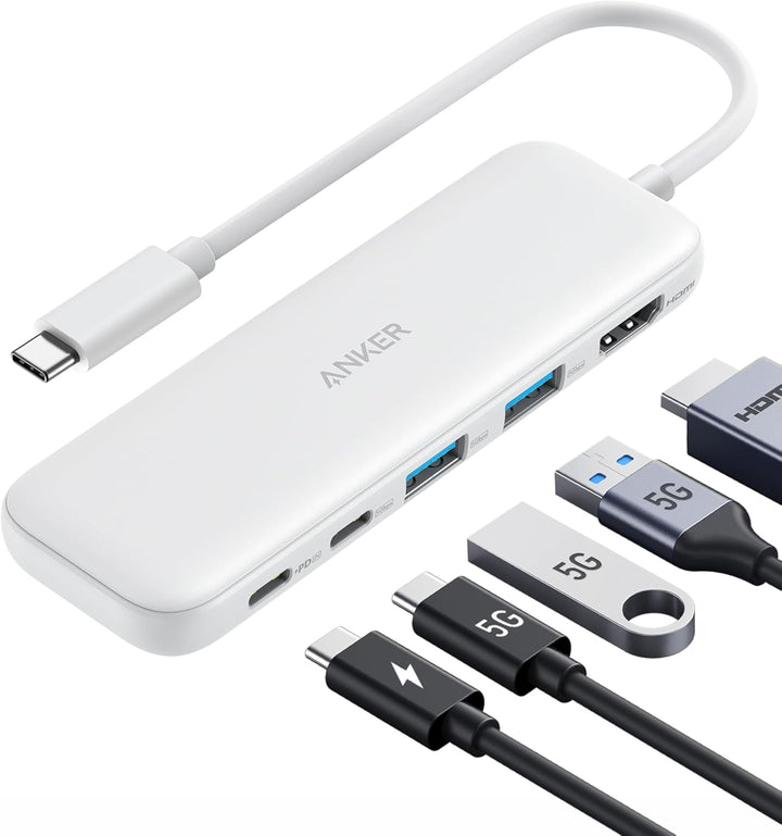 Anker 332 USB-C Hub (5-in-1) with 4K HDMI Display, 5Gbps - and 2 5Gbps USB-A Data Ports and for MacB