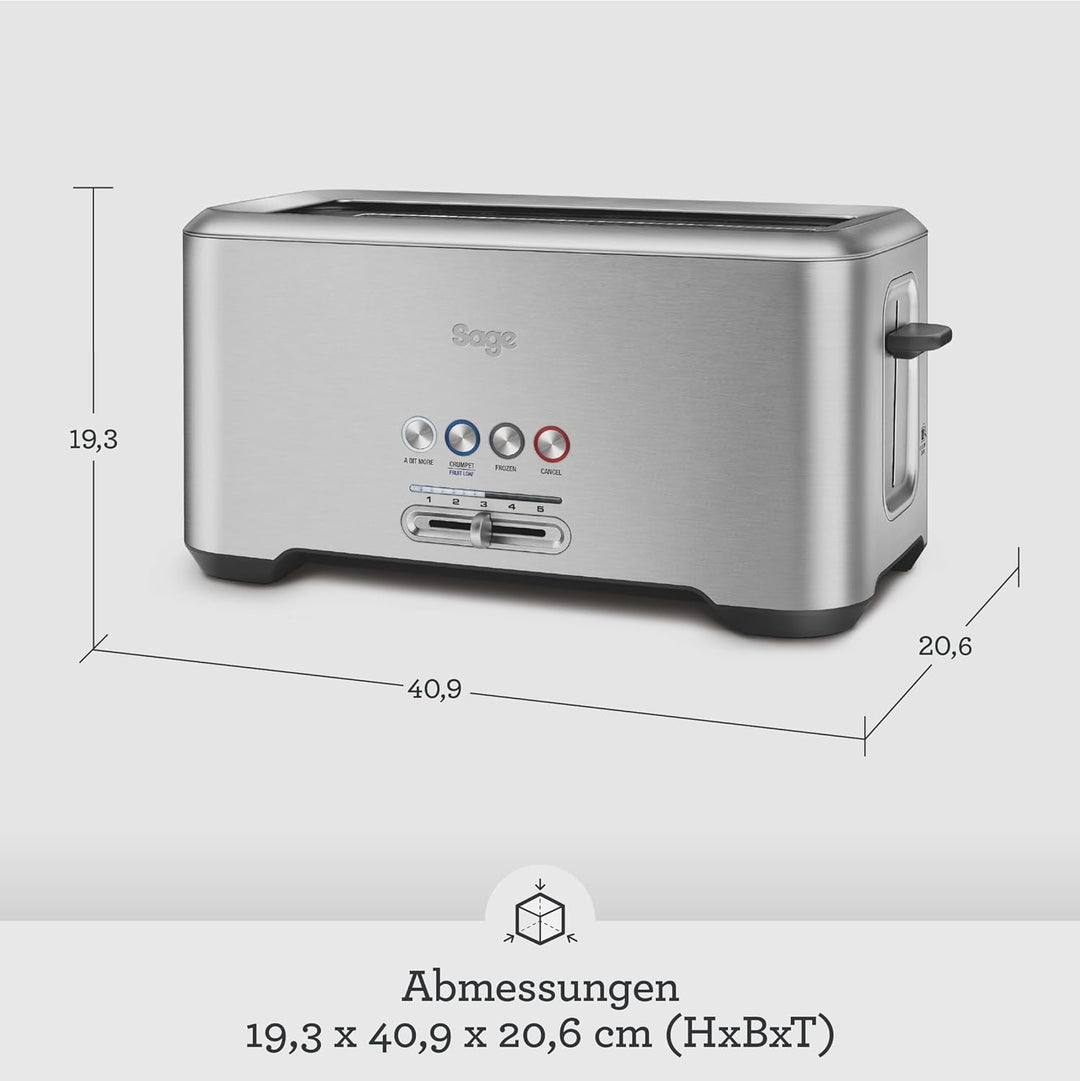 Sage - The 'A Bit More' Toaster 4 Slice, Gebürsteter Edelstahl 4 Schächte, 4 Schächte