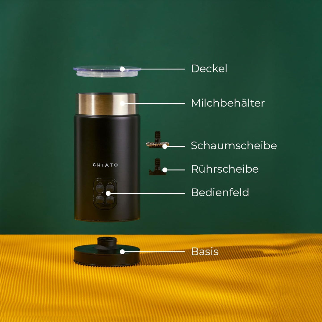 milkPLAY Milchaufschäumer Elektrisch & Milchschäumer - 4- in-1 Milk Frother, Milchkocher & Milchwärm