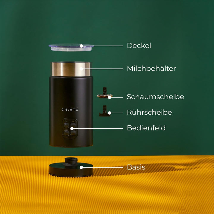 milkPLAY Milchaufschäumer Elektrisch & Milchschäumer - 4- in-1 Milk Frother, Milchkocher & Milchwärm