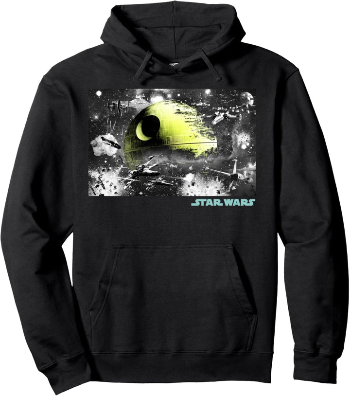 Star Wars Death Star Surrounded By Battle Poster Pullover Hoodie