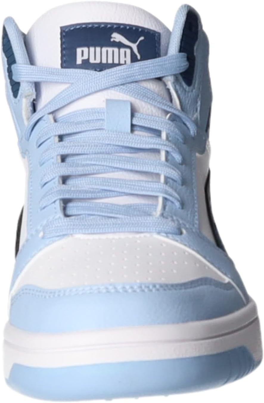 PUMA Rebound V6 MID JR Unisex Kinder Sneaker 393831 23 4 UK Puma White Dark Indigo Haute Tropic, 4 U