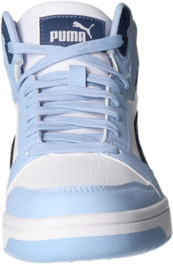 PUMA Rebound V6 MID JR Unisex Kinder Sneaker 393831 23 4 UK Puma White Dark Indigo Haute Tropic, 4 U
