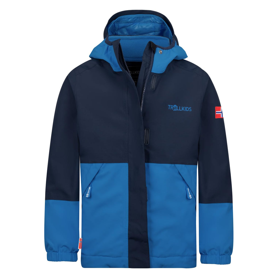 Trollkids wasserdichte atmungsaktive Kinder 3in1 Jacke mit verstellbarer Kapuze und Strickfleece-Inn