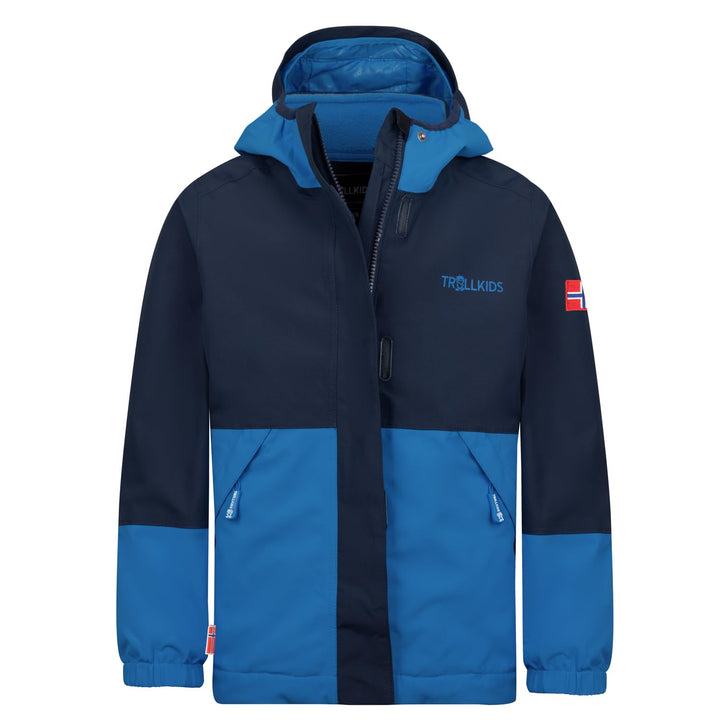 Trollkids wasserdichte atmungsaktive Kinder 3in1 Jacke mit verstellbarer Kapuze und Strickfleece-Inn