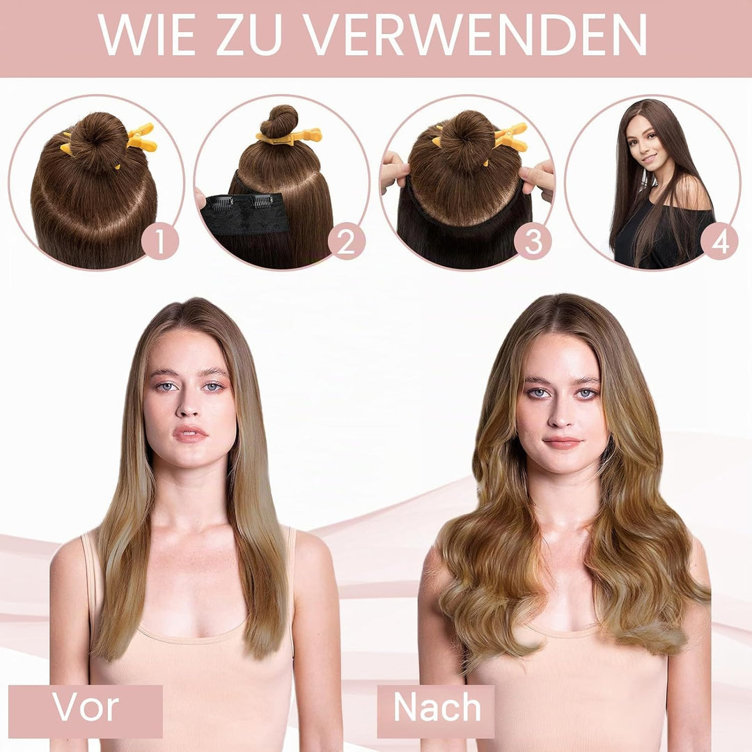 Silk-co Clip in Extensions Echthaar 1Pc 5Clips, Clip in Echthaar Hair Extensions Remy Clip in Haarve