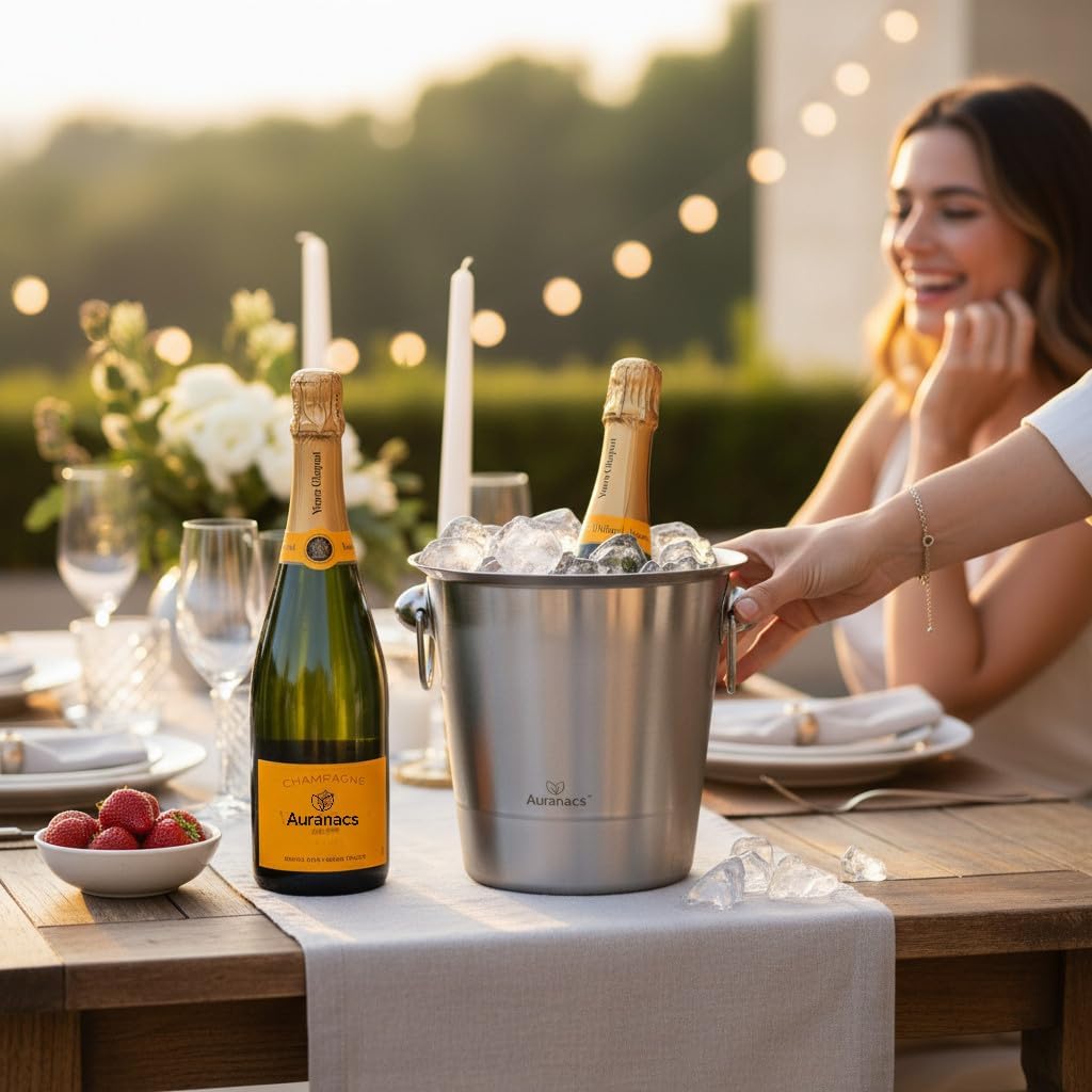 Toskana | Weinkühler aus Edelstahl | Eleganter Champagnerkühler mit 4,5L Fassungsvermögen | Sektkühl