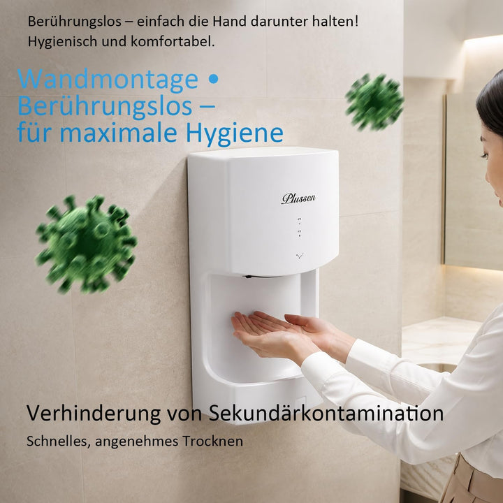 kurflo Automatischer Händetrockner Wandmontage | 100m/s Hochgeschwindigkeit | 10s Schnelltrocknung |