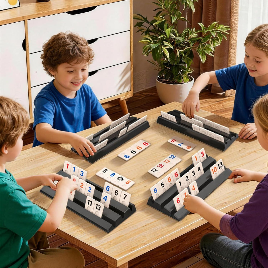 Rummy Reisespiel, Rummy Titel Set Mit 104 Karten und 4 Kartenständer Tragbares Mini Rummi Set Mit Au