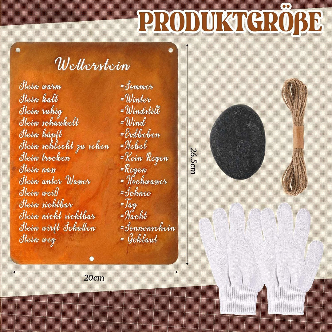 Fiada Rost Schild Wetterstein Lustig Wetterstation für Stein 26,5 x 20 cm Edelrost Schild Rostdeko G