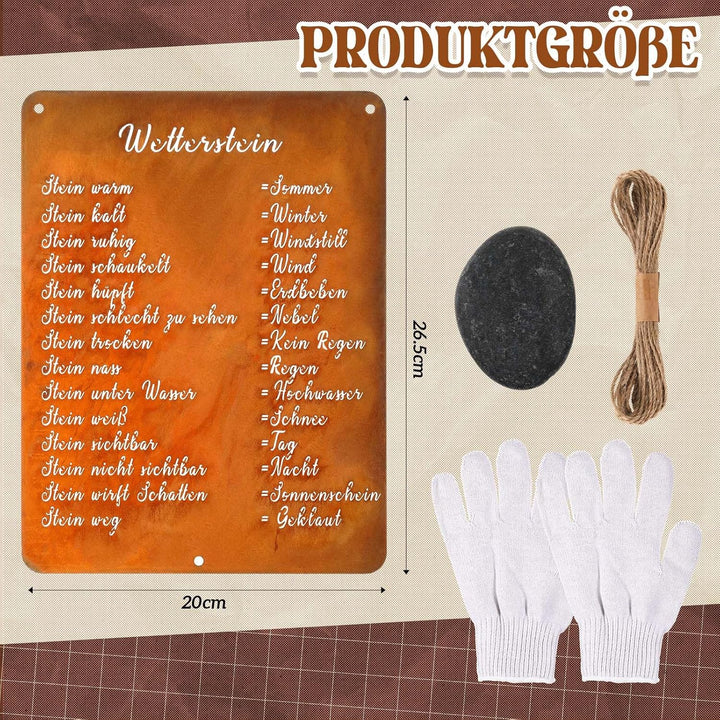 Fiada Rost Schild Wetterstein Lustig Wetterstation für Stein 26,5 x 20 cm Edelrost Schild Rostdeko G