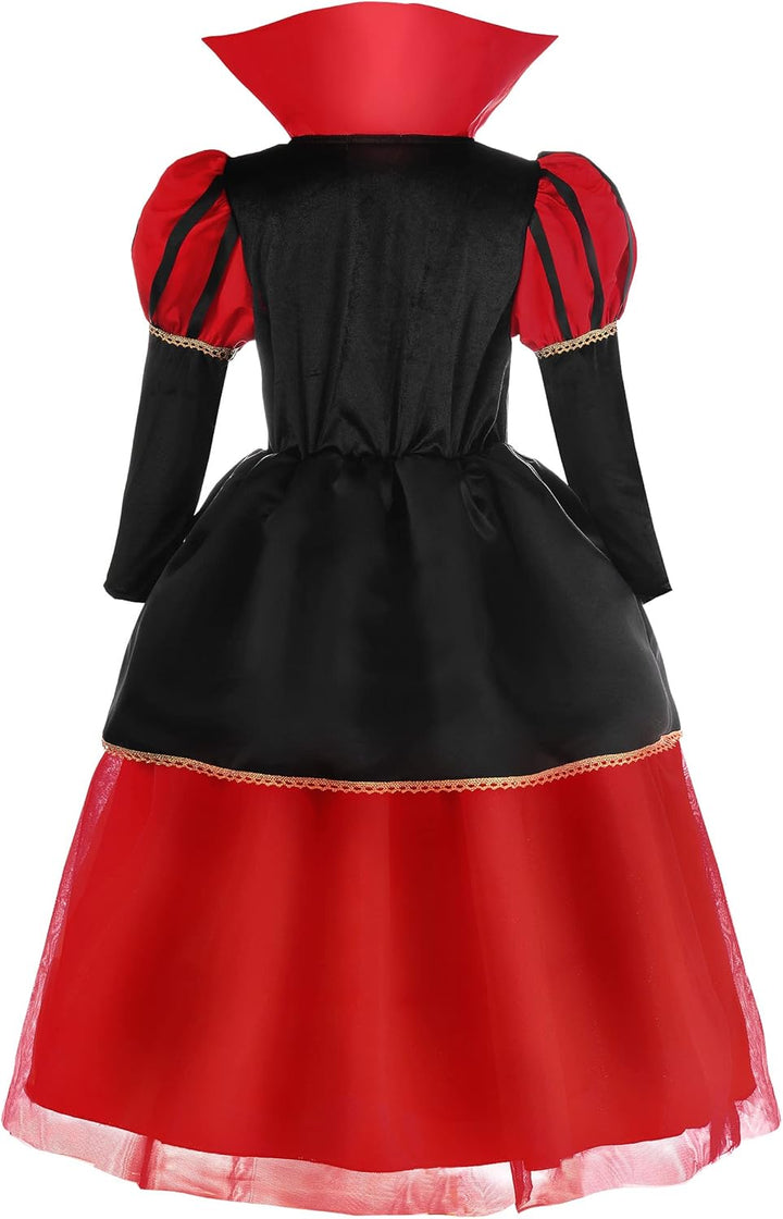 ReliBeauty Herzen Kleid Kostüm Kinder mit Krone Karneval Halloween